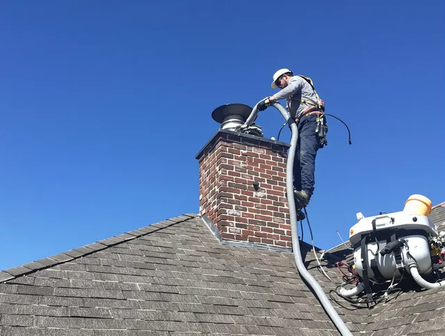 Dedicated Waxhaw Chimney Sweep team member cleaning a chimney in Waxhaw, NC