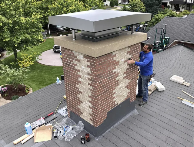 Waxhaw Chimney Sweep team working on a custom chimney remodel in Waxhaw, NC