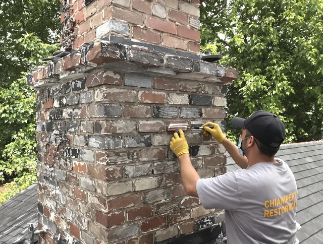 In-progress chimney restoration by Waxhaw Chimney Sweep in Waxhaw, NC