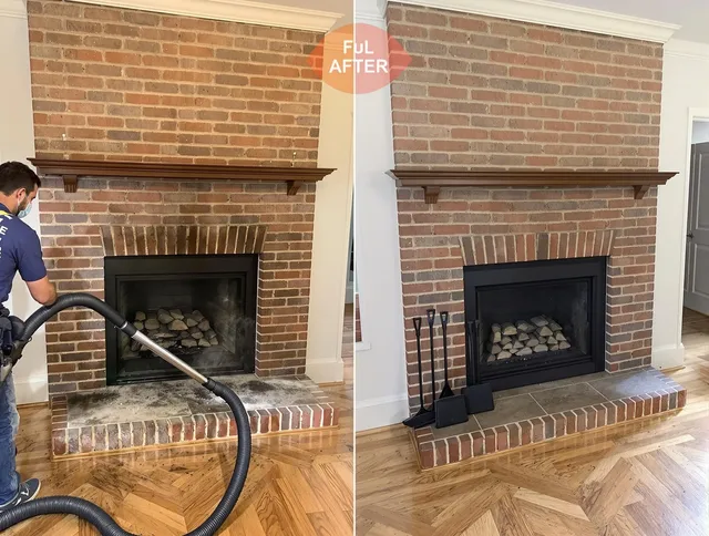 Waxhaw Chimney Sweep carefully sanitizing a fireplace in Waxhaw, NC