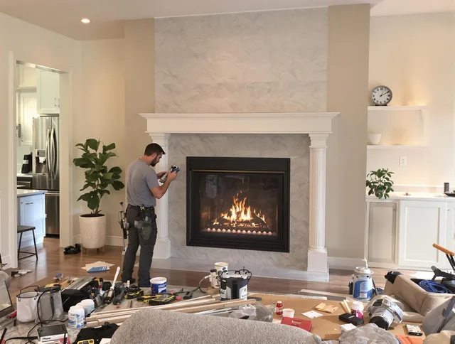 Newly installed fireplace by Waxhaw Chimney Sweep in Waxhaw, NC